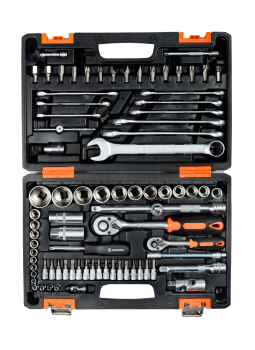 Набор инструментов АВТО, 1/2" , 1/4" , CrV, в кейсе 82 предм Вихрь